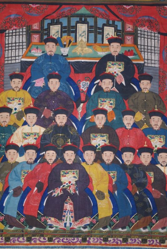 Sehr Grosse Chinesische Ahnenbilder 22 Personen Männer 2