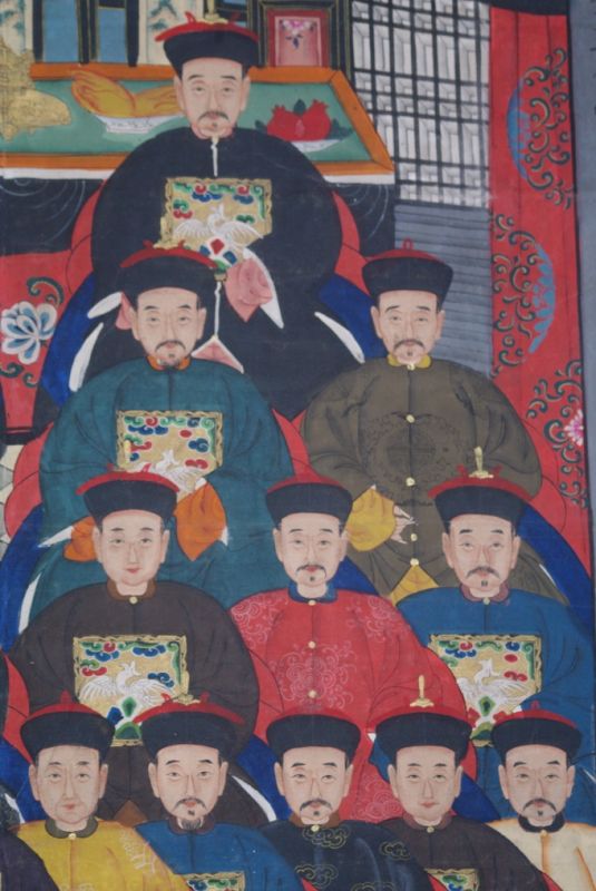 Sehr Grosse Chinesische Ahnenbilder 22 Personen Männer 4