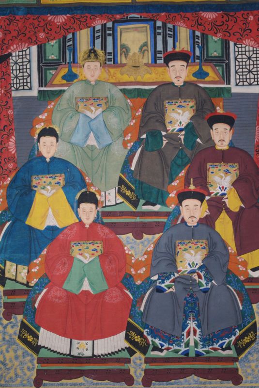 Sehr Grosse Chinesische Ahnenbilder 6 Personen 2