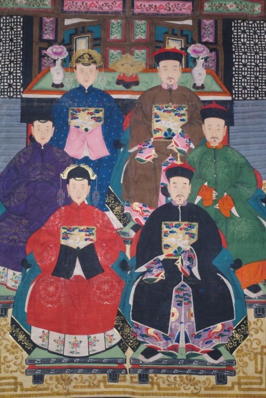 Sehr Grosse Chinesische Ahnenbilder 6 Personen 2