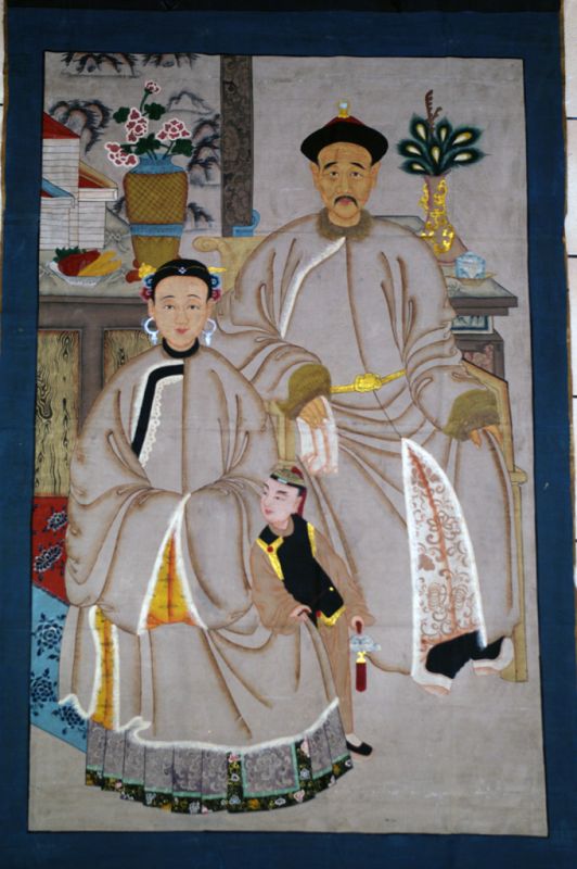 Sehr Große Chinesische Ahnenbilder - Familie - Beige / Elfenbein 2