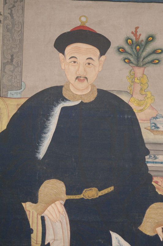Sehr Große Chinesische Ahnenbilder - Familie - Blau 3