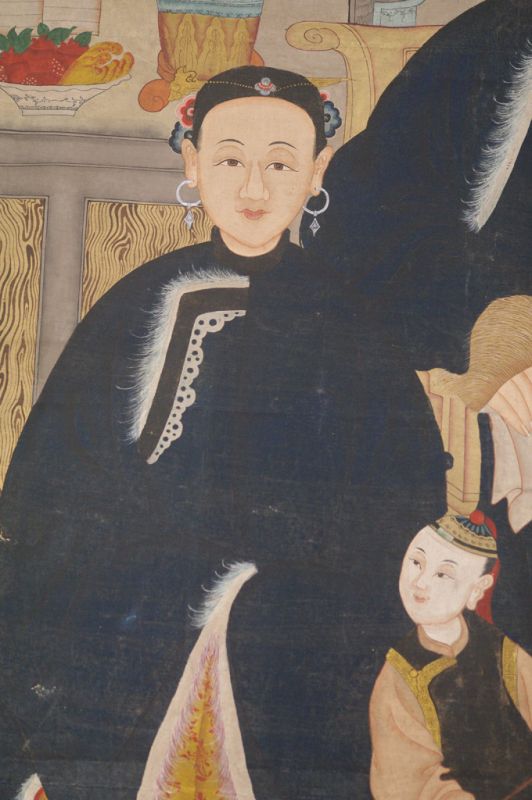 Sehr Große Chinesische Ahnenbilder - Familie - Blau 4