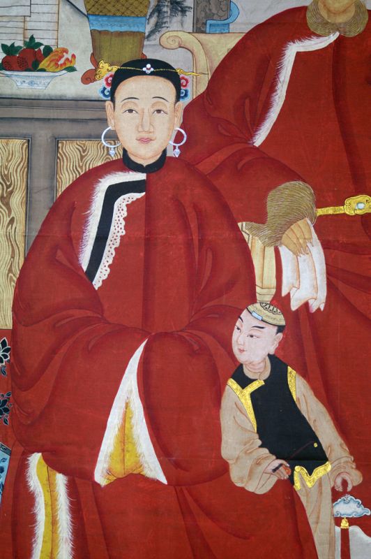 Sehr Große Chinesische Ahnenbilder - Familie - Rot 4