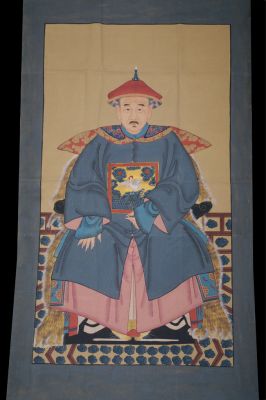 Sehr Grosse Chinesische Ahnenbilder - Majestätisch - Kaiser - Grau und Rot