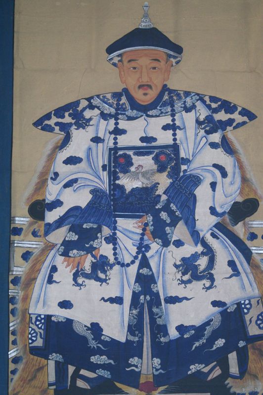Sehr Grosse Chinesische Ahnenbilder - Majestätisch - Kaiser - Weiß und Blau 4