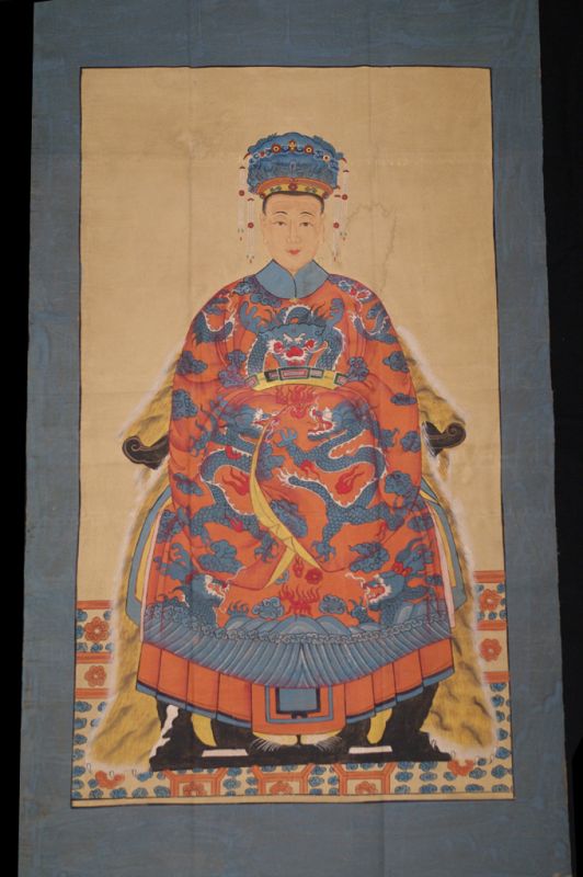 Sehr Grosse Chinesische Ahnenbilder - Majestätisch - Kaiserin - Orange 2