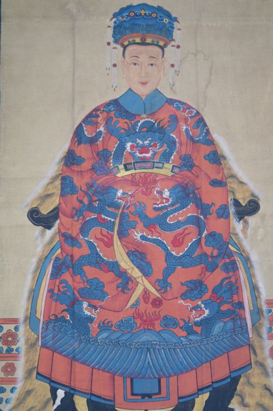 Sehr Grosse Chinesische Ahnenbilder - Majestätisch - Kaiserin - Orange 3