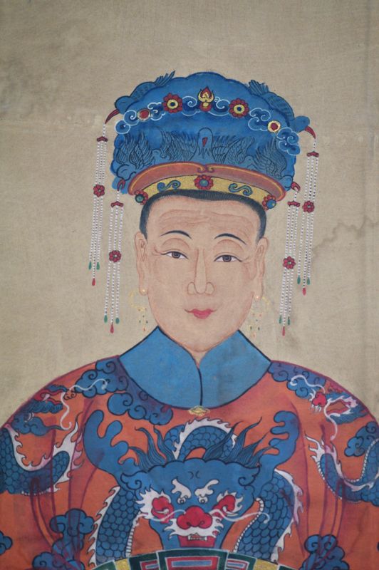Sehr Grosse Chinesische Ahnenbilder - Majestätisch - Kaiserin - Orange 5
