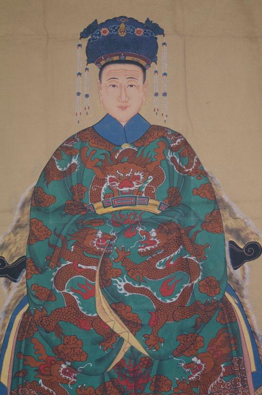 Sehr Grosse Chinesische Ahnenbilder - Majestätisch - Kaiserin – Smaragdgrün 2