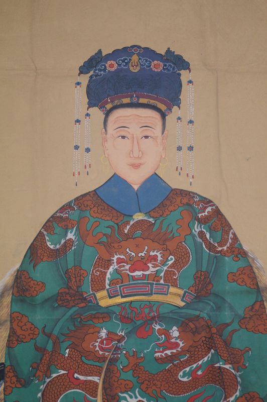 Sehr Grosse Chinesische Ahnenbilder - Majestätisch - Kaiserin – Smaragdgrün 3