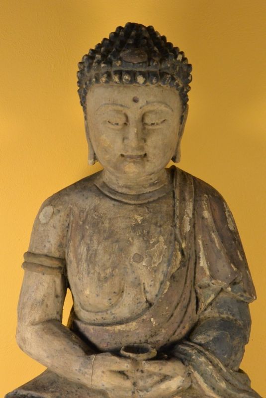Sehr große chinesische Holzstatue Buddha 106cm 2