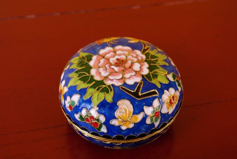 Sehr Grosse Cloisonne-Dose Blau 2