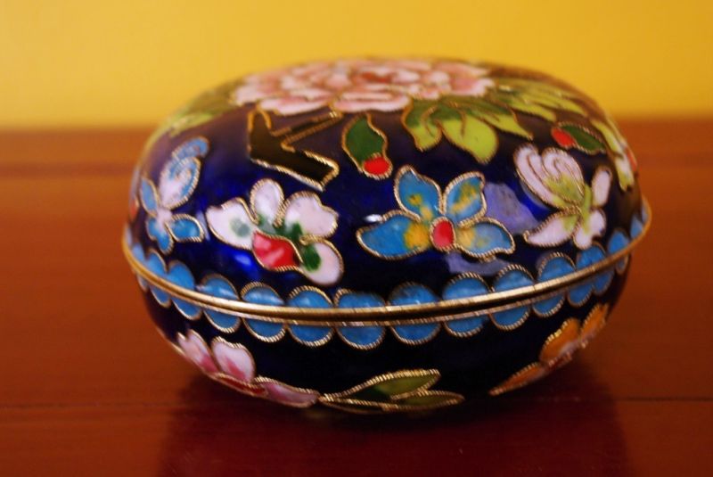 Sehr Grosse Cloisonne-Dose Schwarz 4