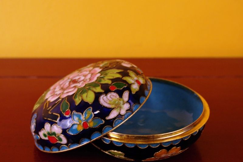 Sehr Grosse Cloisonne-Dose Schwarz 5