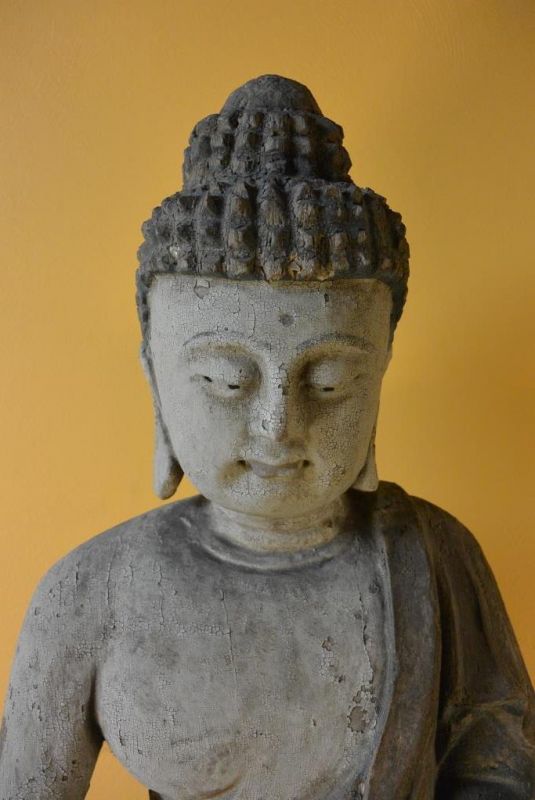 Sehr Große Holzstatue - Buddha auf einer Lotusblume 2