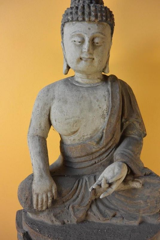 Sehr Große Holzstatue - Buddha auf einer Lotusblume 3
