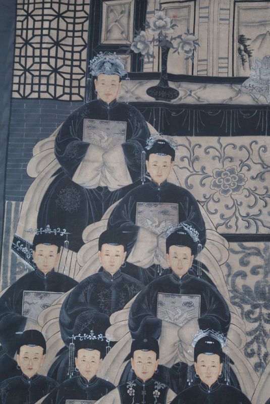 Sehr Grosse Moderne Chinesische Ahnenbilder - 18 Personen 3