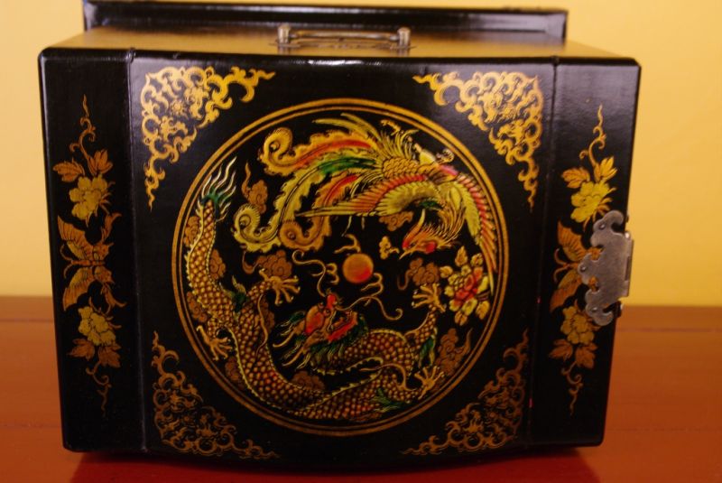 Sehr Grosse Schmuckdosen Drache und Phoenix Schwarz 5
