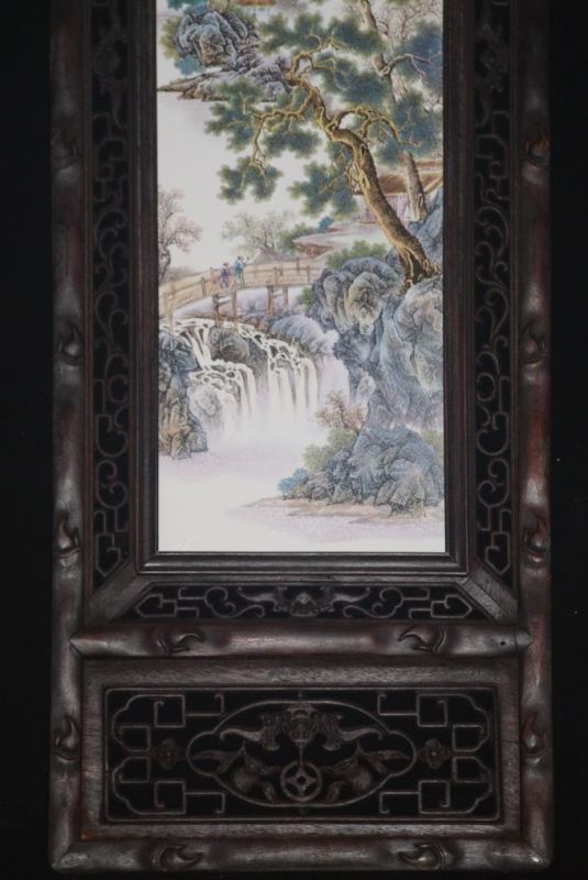 sehr großes Chinesische Holzplatte und Porzellan - Chinesische Landschaft 3 3