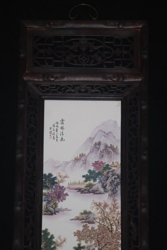 sehr großes Chinesische Holzplatte und Porzellan - Chinesische Landschaft 4 2