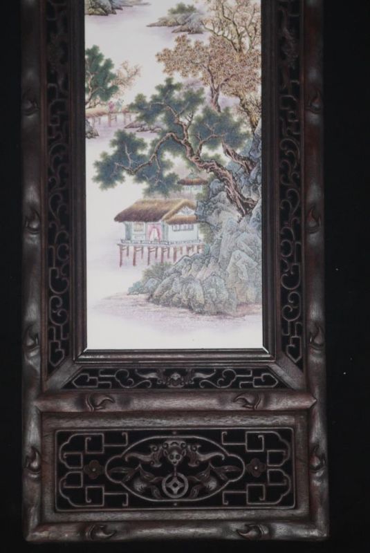 sehr großes Chinesische Holzplatte und Porzellan - Chinesische Landschaft 4 3