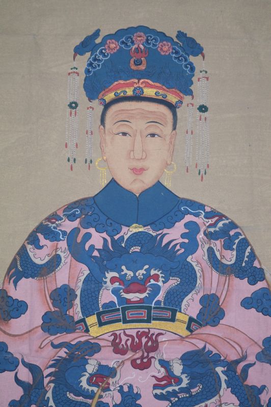 Sehr großes chinesisches Ahnenporträt – Majestätisch – Kaiserin – Rosa 4