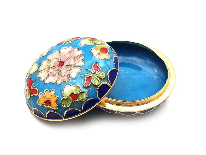 Sehr Kleine Cloisonne-Dose Hellblau 2