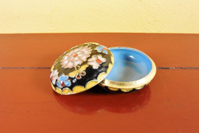 Sehr Kleine Cloisonne-Dose Schwarz 2