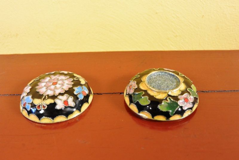 Sehr Kleine Cloisonne-Dose Schwarz 4