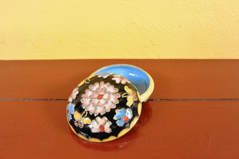 Sehr Kleine Cloisonne-Dose Schwarz 5