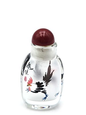 Sehr kleine Glas Schnupftabakflasche - Künstler - Hahn