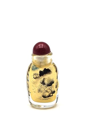 Sehr kleine Glas Schnupftabakflasche - Künstler - Landschaft - Der See im Wald