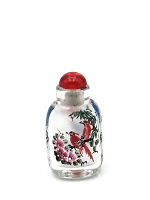 Sehr kleine Glas Schnupftabakflasche - Künstler - Papageien