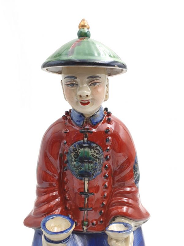 Sitting Chinese Mandarin polychrome statue 2