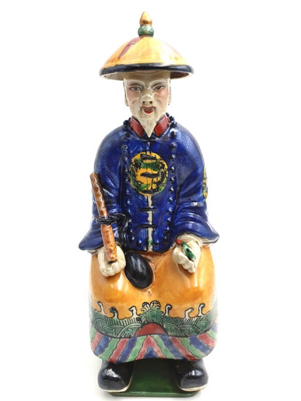 Sitting Chinese Mandarin polychrome statue 1