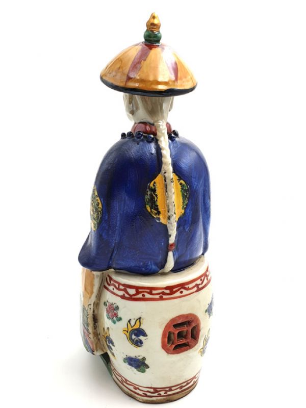Sitting Chinese Mandarin polychrome statue 3