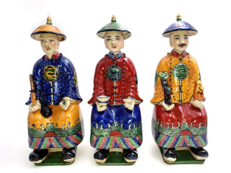 Sitting Chinese Mandarin polychrome statue 4