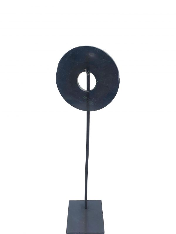 Small Chinese Bi Disc 10 cm with Metal Stand - Black 2