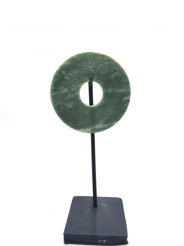 Small Chinese Bi Disc 10 cm with Metal Stand - Green 2