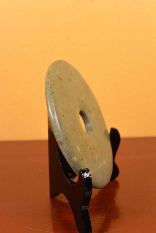 Small Chinese Bi Disk with wooden stand 4