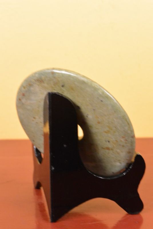 Small Chinese Bi Disk with wooden stand 5