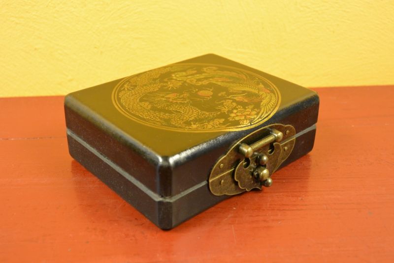 Small Chinese Box black with a dragon with a wooden abacus 5