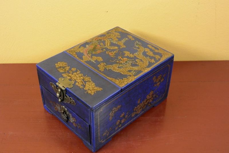 Small Chinese Box - Blue Dragon and Phoenix 3