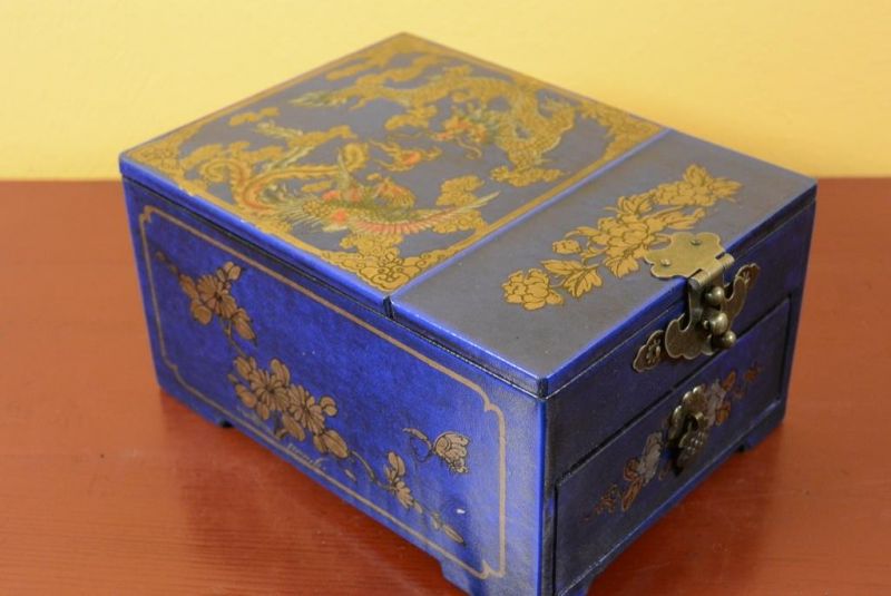 Small Chinese Box - Blue Dragon and Phoenix 4