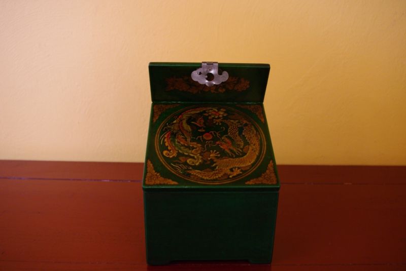 Small Chinese Box Dragon and Phoenix Green 3