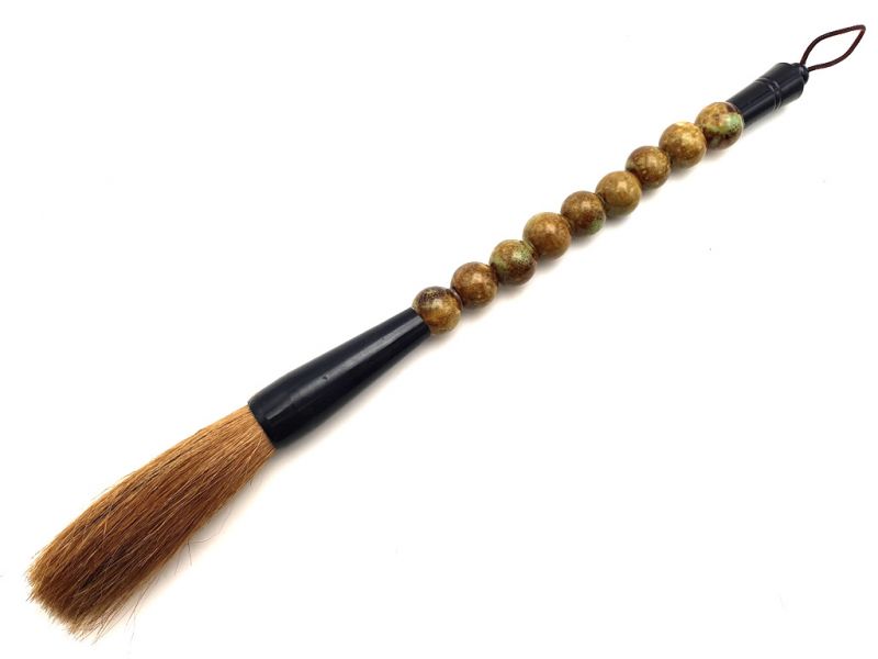 Small Chinese Calligraphy Brush Green and brown 1