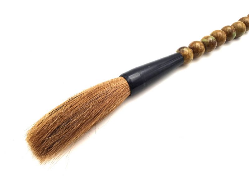 Small Chinese Calligraphy Brush Green and brown 3