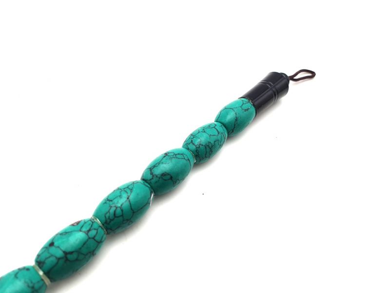 Small Chinese Calligraphy Brush Oval - Green and black 2