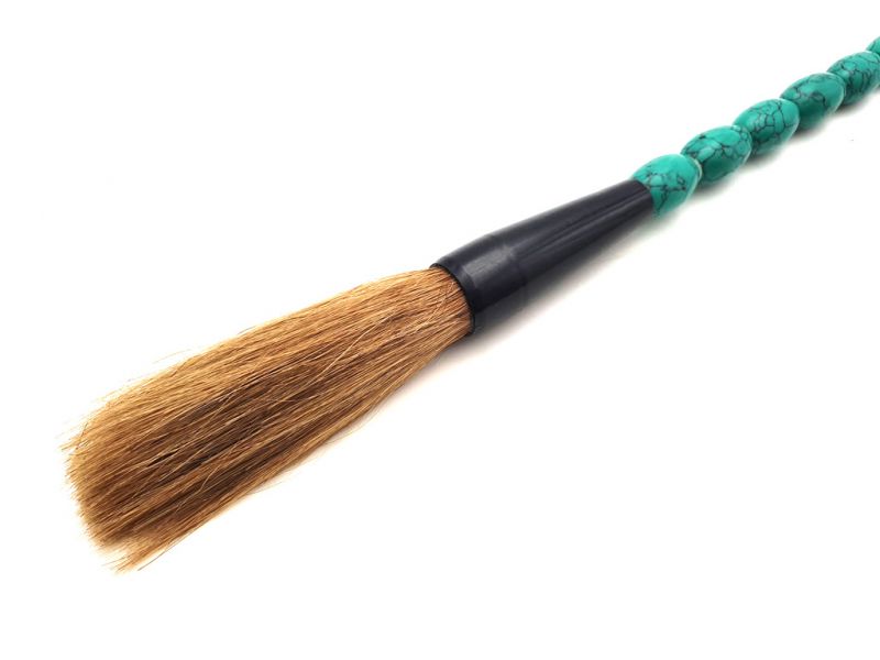 Small Chinese Calligraphy Brush Oval - Green and black 3